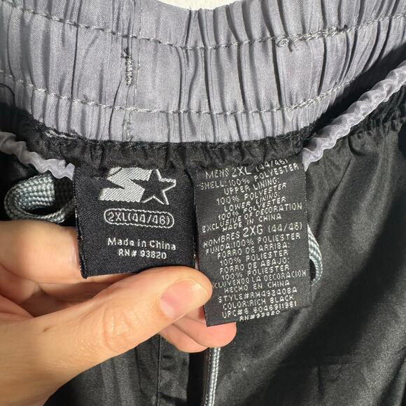 Starter Track Pant Men 2XL Gray Black Polyester Lined Windbreaker Logo Baggy Zip - Picture 8 of 9